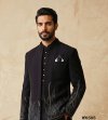 Black Outluk Wedding Vol 65 Lachaka Embroidery Mens Indo Western W6505